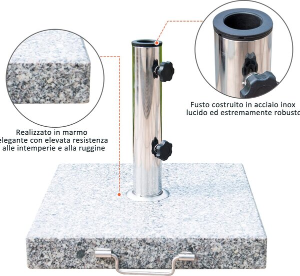 VivaGarden Base per Ombrellone da Giardino in Marmo 29 Kg 42x42x36 cm