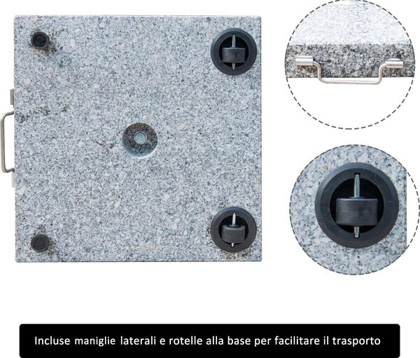 VivaGarden Base per Ombrellone da Giardino in Marmo 29 Kg 42x42x36 cm