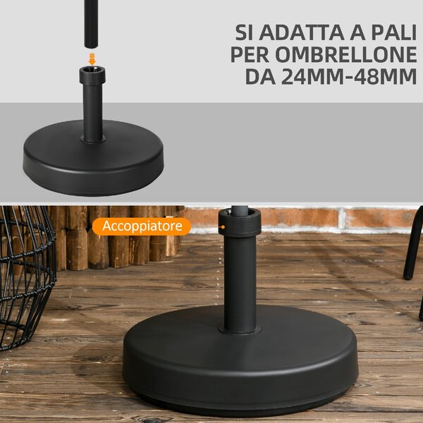 VivaGarden Base per Ombrellone da Giardino in Plastica PP max 18kg di Peso 45x33 cm Nero