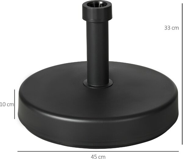 VivaGarden Base per Ombrellone da Giardino in Plastica PP max 18kg di Peso 45x33 cm Nero