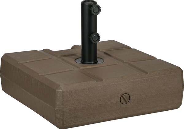 VivaGarden Base per Ombrellone da Giardino Riempibile con Maniglia in HDPE e Acciaio 49x49x36.5 cm colore Marrone