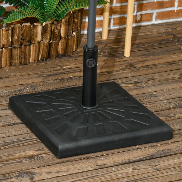 VivaGarden Base per Ombrellone da Giardino in Resina e Acciaio 51x51x32 cm per Pali 32mm 38mm e 48mm colore Nero