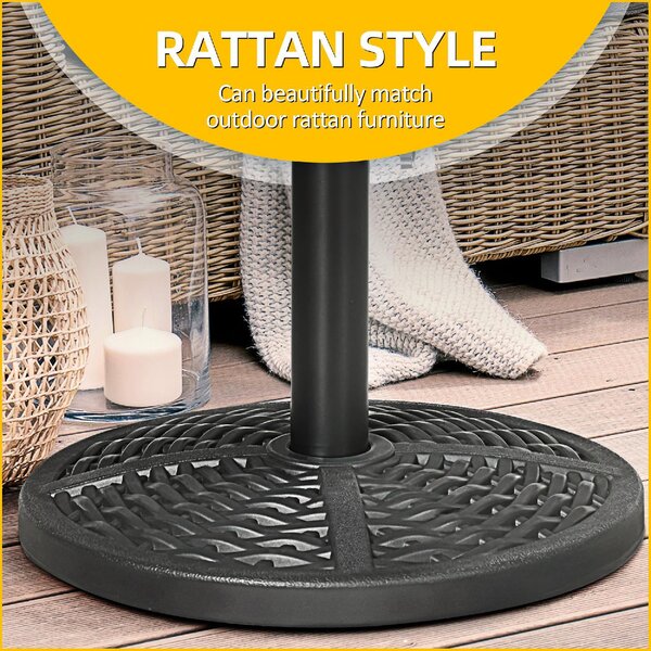 VivaGarden Base per Ombrellone da Giardino Rotonda Effetto Rattan 45cm Peso da 9.5kg Nero