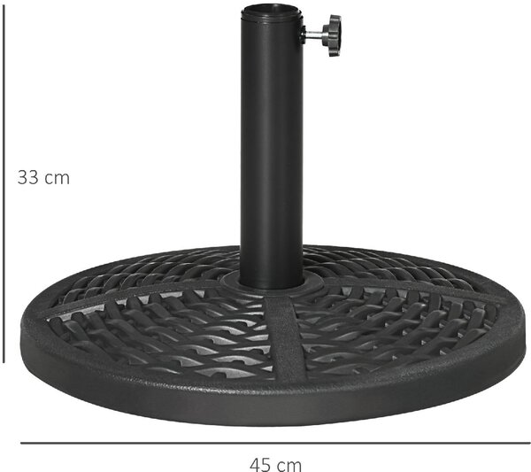 VivaGarden Base per Ombrellone da Giardino Rotonda Effetto Rattan 45cm Peso da 9.5kg Nero