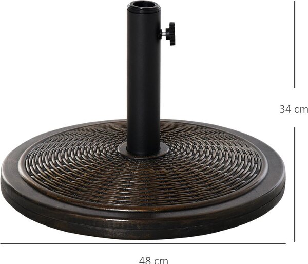 VivaGarden Base per Ombrellone in Cemento e Plastica da 14kg con Effetto Rattan 48x34cm colore Bronzo