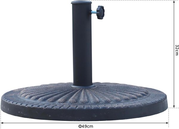 VivaGarden Base per Ombrellone in Resina Motivo Floreale 3.8-4.8 cm con Manopola 15 Kg