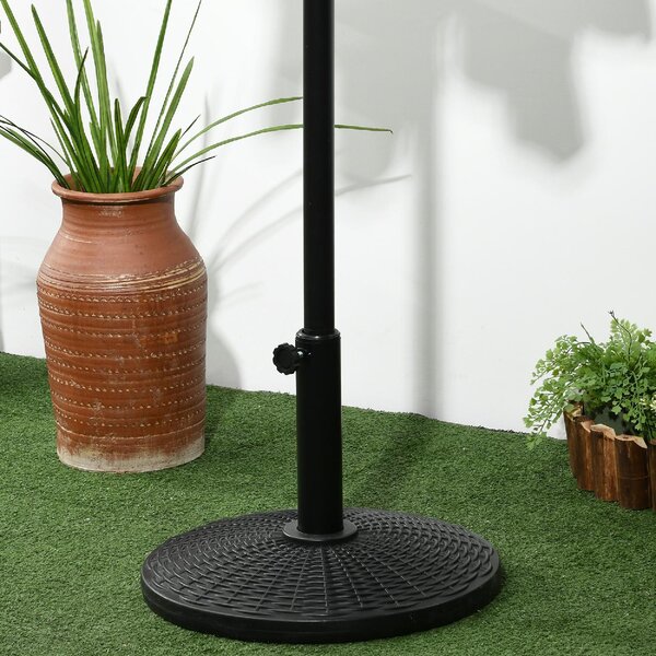 VivaGarden Base per Ombrellone Rotonda Effetto Rattan da 12.5kg Supporto per Pali da 38mm e 48mm 44.5 cm colore Nero