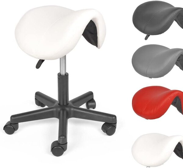 Sedia ergonomica con schienale, regolabile in altezza da 45 a 57 cm, con rotelle, rivestita in ecopelle, ideale per l'ufficio