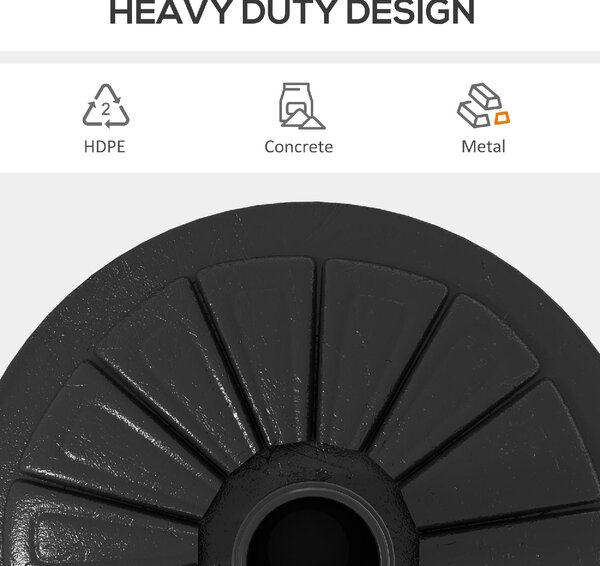 VivaGarden Base per Ombrellone Rotonda 43cm da 13kg in Cemento per Pali da 38mm e 48mm colore Nero