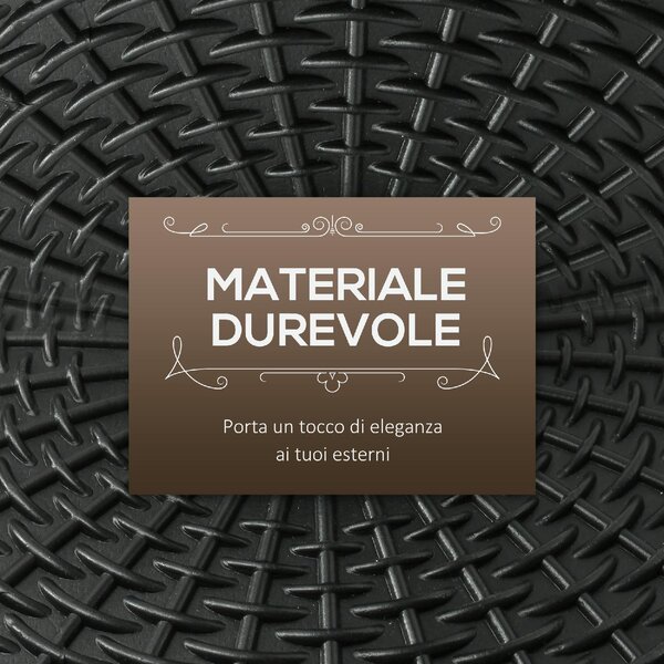 VivaGarden Base per Ombrellone Rotonda Effetto Rattan da 12.5kg Supporto per Pali da 38mm e 48mm 44.5 cm colore Nero