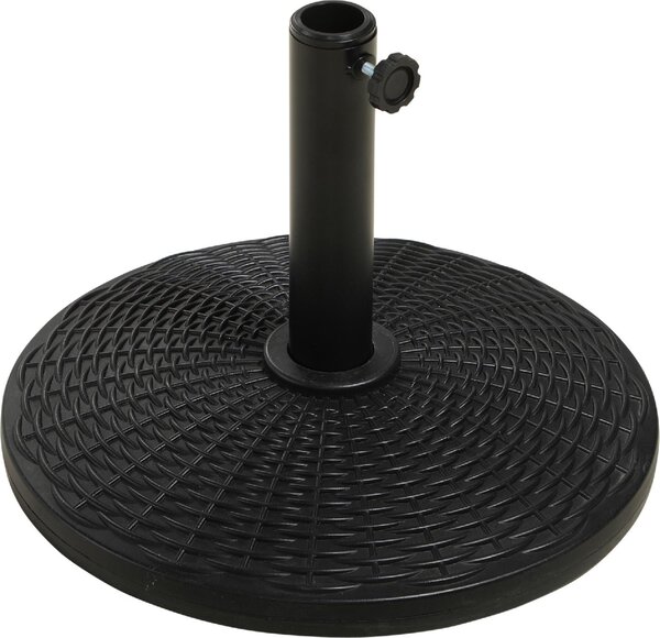 VivaGarden Base per Ombrellone Rotonda Effetto Rattan da 12.5kg Supporto per Pali da 38mm e 48mm 44.5 cm colore Nero