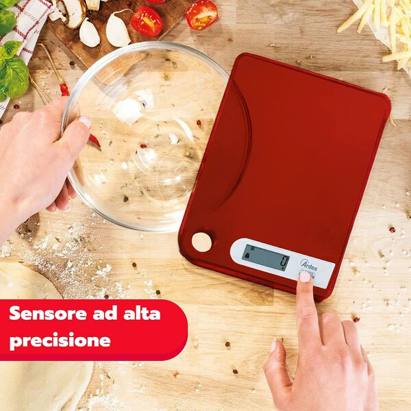 Ardes Bilancia da Cucina Digitale Elettronica Portata Massima 5 Kg colore Rosso - AR1PA1/R