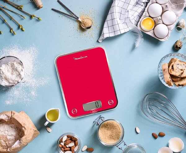 Moulinex Bilancia da Cucina Digitale Elettronica Capacit 5 kg Display LCD colore Rosso - BN5003V0 Optiss