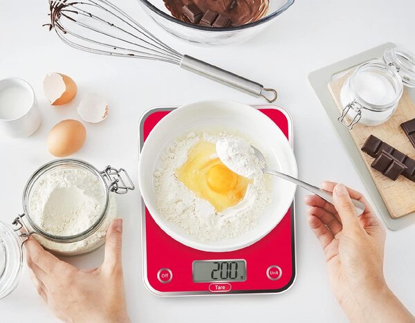 Moulinex Bilancia da Cucina Digitale Elettronica Capacit 5 kg Display LCD colore Rosso - BN5003V0 Optiss