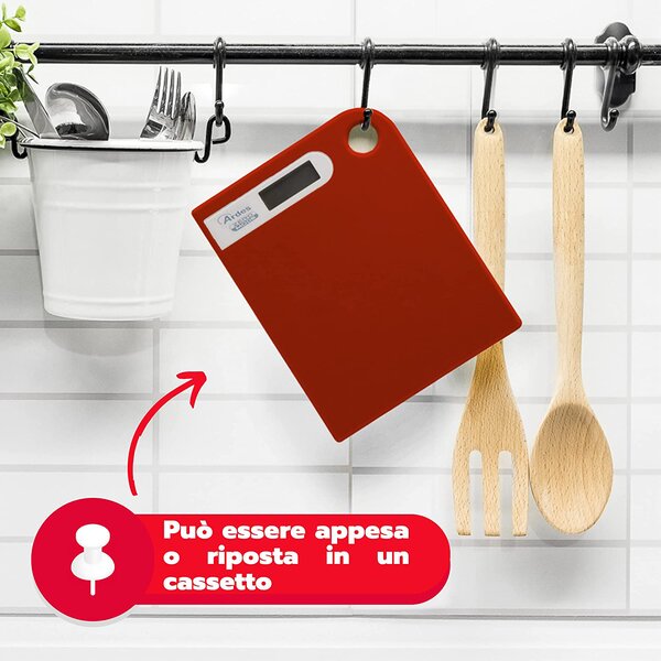 Ardes Bilancia da Cucina Digitale Elettronica Portata Massima 5 Kg colore Rosso - AR1PA1/R