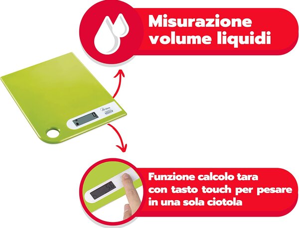 Ardes Bilancia da Cucina Digitale Elettronica Portata Massima 5 Kg colore Verde - AR1PA1/V