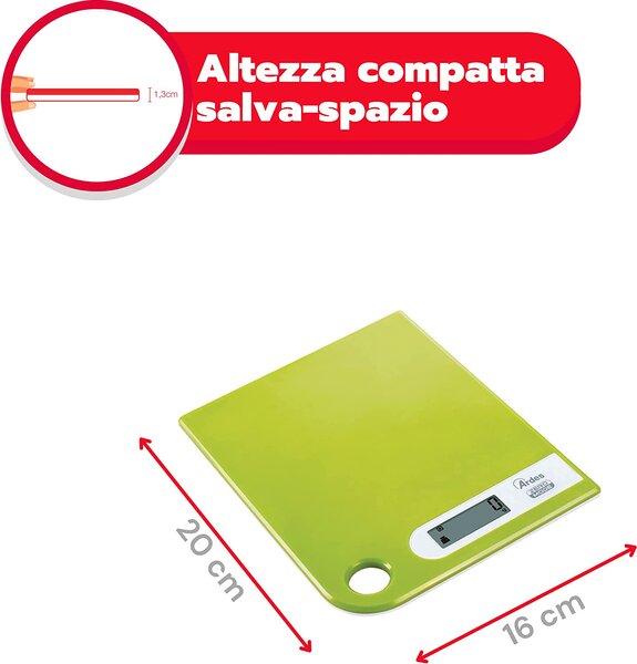 Ardes Bilancia da Cucina Digitale Elettronica Portata Massima 5 Kg colore Verde - AR1PA1/V