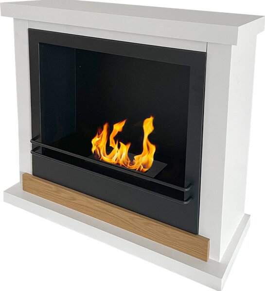 Divina Fire Camino a Bioetanolo Biocamino da Terra Stoccolma in Legno Bianco L75xP24xH68 cm - DF98686