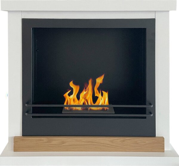 Divina Fire Camino a Bioetanolo Biocamino da Terra Stoccolma in Legno Bianco L75xP24xH68 cm - DF98686