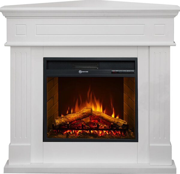 Divina Fire Camino Elettrico Caminetto da Terra ad Angolo FORD L110xP63xH102 colore Bianco - DF104413