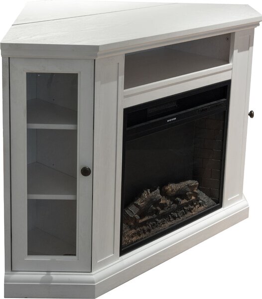 Divina Fire Camino elettrico caminetto da terra ad angolo Madison in legno Bianco 126x78x83 h - DF91393