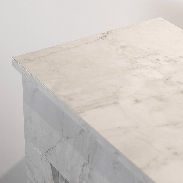 Divina Fire Camino Elettrico Caminetto da Terra BELLINI in Legno effetto Marmo Made in Italy L96xP35xH96 colore Bianco - DF104411