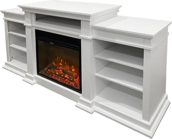 Divina Fire Camino elettrico caminetto da terra Biden in legno Bianco 179x48x85 h - DF91392