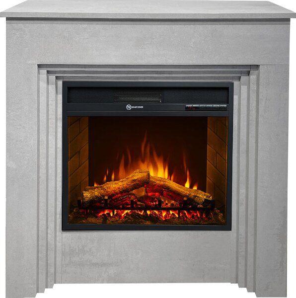 Divina Fire Camino Elettrico Caminetto da Terra BELLINI in Legno effetto Cemento Made in Italy L96xP35xH96 - DF104410