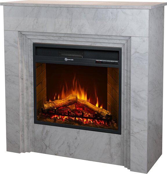 Divina Fire Camino Elettrico Caminetto da Terra BELLINI in Legno effetto Marmo Made in Italy L96xP35xH96 colore Bianco - DF104411