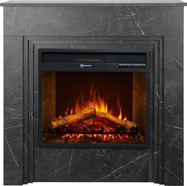 Divina Fire Camino Elettrico Caminetto da Terra BELLINI in Legno effetto Marmo Made in Italy L96xP35xH96 colore Nero - DF104412