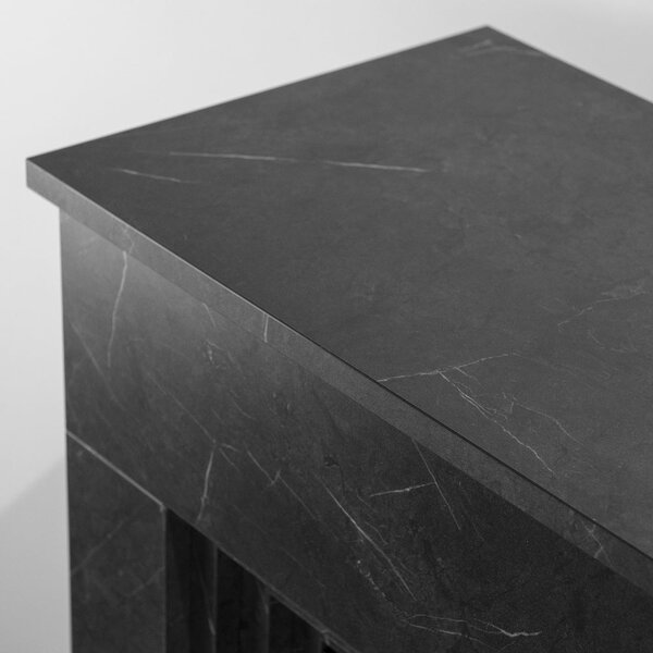 Divina Fire Camino Elettrico Caminetto da Terra BELLINI in Legno effetto Marmo Made in Italy L96xP35xH96 colore Nero - DF104412