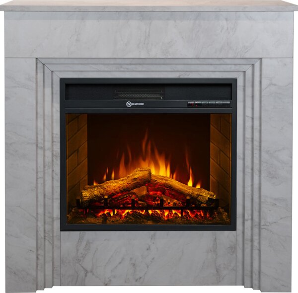 Divina Fire Camino Elettrico Caminetto da Terra BELLINI in Legno effetto Marmo Made in Italy L96xP35xH96 colore Bianco - DF104411
