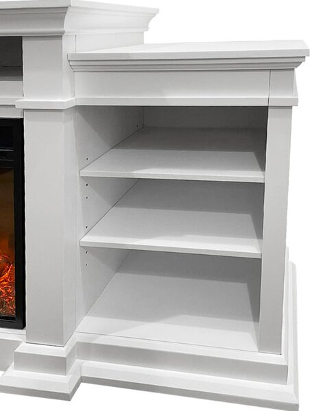 Divina Fire Camino elettrico caminetto da terra Biden in legno Bianco 179x48x85 h - DF91392