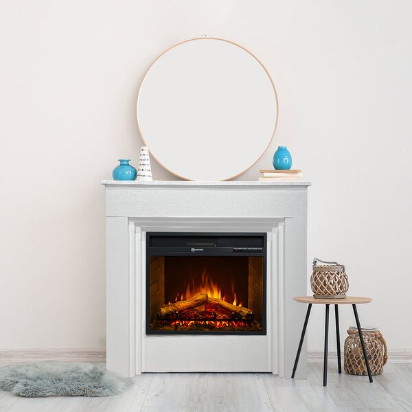 Divina Fire Camino Elettrico Caminetto da Terra BELLINI in Legno Made in Italy L96xP35xH96 colore Bianco - DF104409
