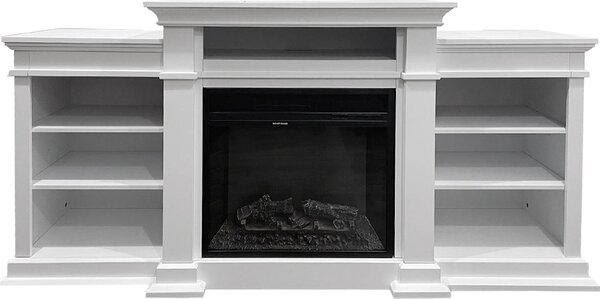 Divina Fire Camino elettrico caminetto da terra Biden in legno Bianco 179x48x85 h - DF91392