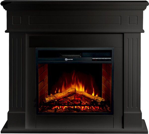 Divina Fire Camino Elettrico Caminetto da Terra CAMBRIDGE in Legno Nero 110x36x100h colore Nero - DF104408