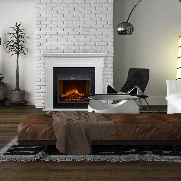 Divina Fire Camino elettrico caminetto da terra Cambridge in legno Bianco 110x25x95 h - DF91386