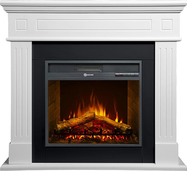 Divina Fire Camino elettrico caminetto da terra Cambridge in legno Bianco 110x25x95 h - DF91386