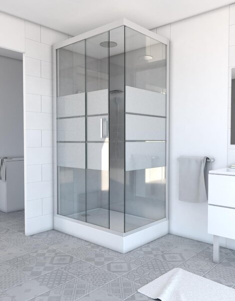 Doccia completa MARWELL Doccia completa Grey River 2 Rettangolo 80 x 110 x 215 cm - Set completo incl. piatto doccia e miscelatore - Doccia angolare con ingresso frontale - Cabina doccia con profili in alluminio di alta qualità
