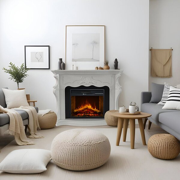 Divina Fire Camino Elettrico Caminetto da Terra PARIGI in Legno L123xP39xH100 colore Bianco - DF104415