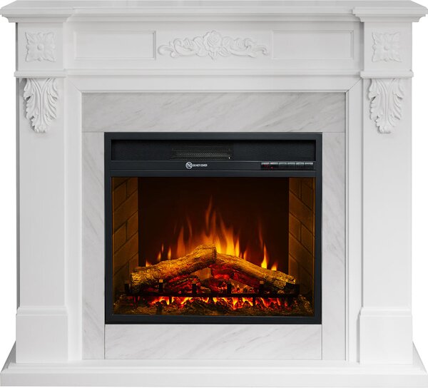 Divina Fire Camino Elettrico Caminetto da Terra TRUMAN effetto Marmo L121xP38xH108 colore Bianco - DF104414