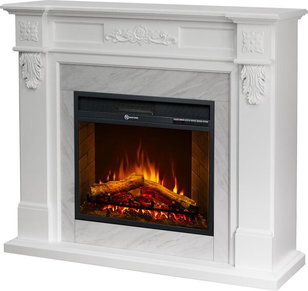 Divina Fire Camino Elettrico Caminetto da Terra TRUMAN effetto Marmo L121xP38xH108 colore Bianco - DF104414