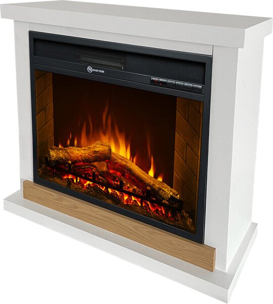 Divina Fire Camino Elettrico Caminetto da Terra STOCCOLMA in Legno L75xP28xH70 cm colore Bianco - DF104404