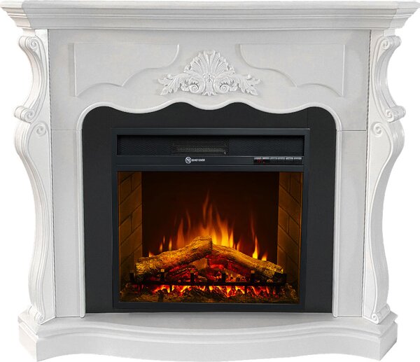 Divina Fire Camino Elettrico Caminetto da Terra PARIGI in Legno L123xP39xH100 colore Bianco - DF104415
