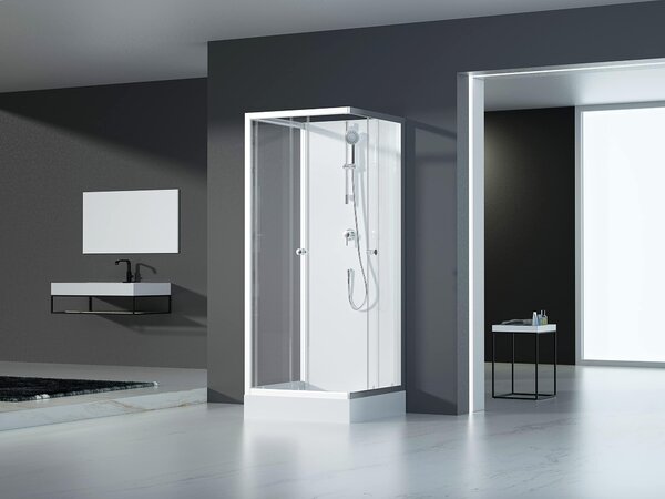 Doccia completa MARWELL Doccia completa White Dream 90 x 90 x 200 cm - set completo incl. piatto doccia e rubinetto - installazione reversibile - sistema di profili in alluminio di alta qualità