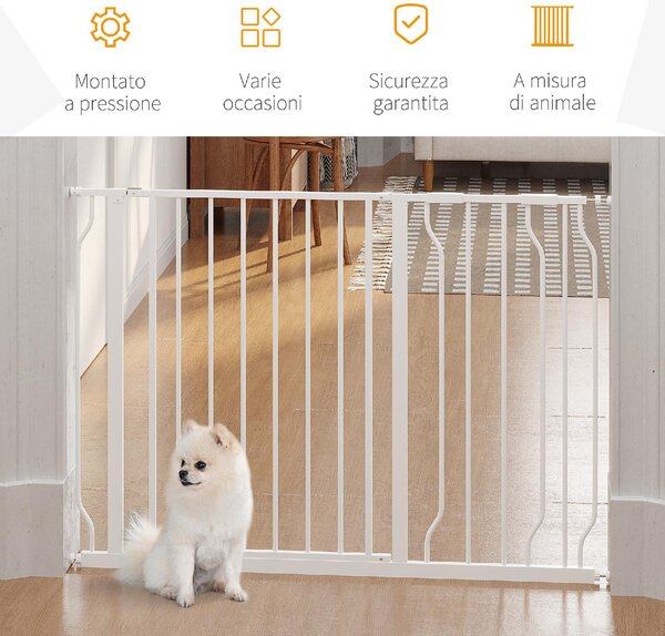 AllMyPets Cancelletto di Sicurezza per Cani in Acciaio e ABS Estensibile 75-115 cm per Scale e Porte colore Bianco - V01W20F