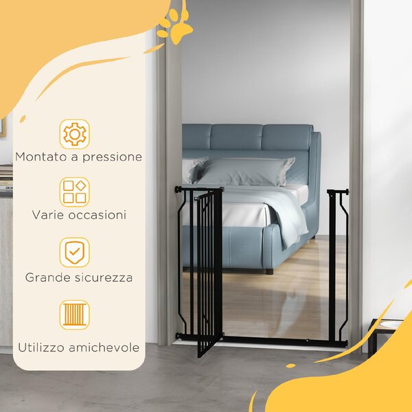 AllMyPets Cancelletto per Cani Estensibile 75-95 cm in Acciaio e ABS 75-95x76 cm colore Nero - R375BK