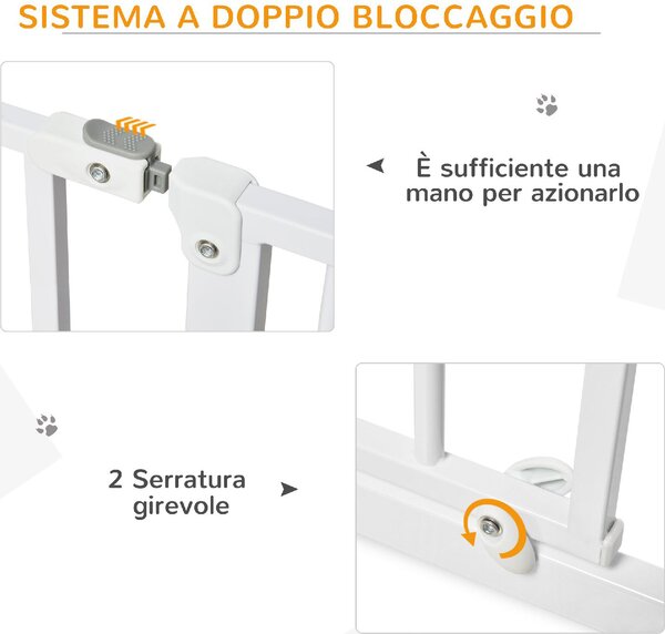 AllMyPets Cancelletto di Sicurezza per Cani in Acciaio e ABS Estensibile 75-115 cm per Scale e Porte colore Bianco - V01W20F