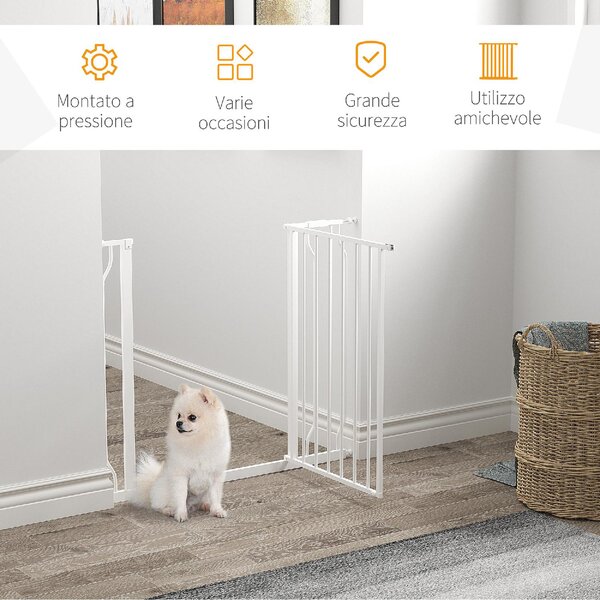 AllMyPets Cancelletto per Cani a Larghezza Regolabile con Doppio Blocco in Acciaio e ABS 76x75-95 cm colore Bianco - 09A475F