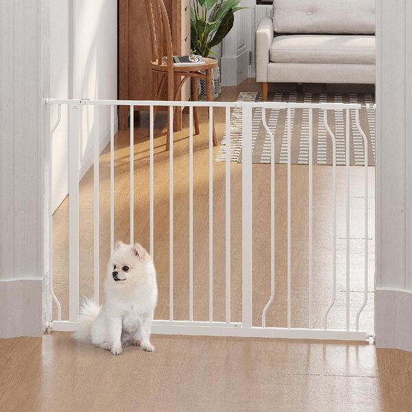 AllMyPets Cancelletto di Sicurezza per Cani in Acciaio e ABS Estensibile 75-115 cm per Scale e Porte colore Bianco - V01W20F